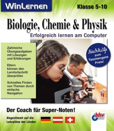 Biologie, Chemie, Physik, Klasse 5-10, 1 CD-ROMDer Coach für Super-Noten. Abgestimmt auf die Lehrpläne der Länder Deutschland, Österreich, Schweiz. Für Windows 95/98/ME/XP von bhv Distribution