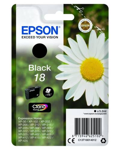 Epson Original 18 Gänseblümchen Druckerpatrone - schwarz (C13T18014012)