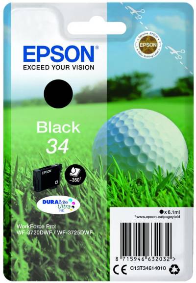 Epson Original 34 Golfball Druckerpatrone schwarz 350 Seiten 6,1ml (C13T34614010)