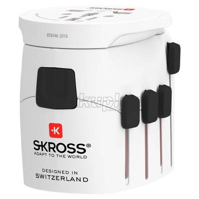 SKROSS - World Adapter PRO - World - geeignet für alle geerdeten und ungeerdeten Geräte (2- und 3-polig)