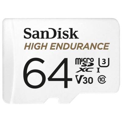 SanDisk High Endurance microSDXC 64GB-for dash cams & home monitoring,Full HD / 4K videos,100/40 MB/s Read/Write speeds