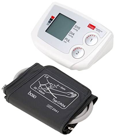 boso medicus family – Partner-Blutdruckmessgerät mit 2 Speicher-Plätzen, großem Display und Arrhythmie-Erkennung – Inkl. Universal-Manschette (22–42cm) von boso