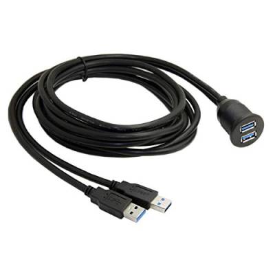 Cablecc 1 m wasserdichtes Dual-USB-3.0-Verlängerungskabel für Armaturenbrett- und Armaturenbrett-Befestigung. von cablecc