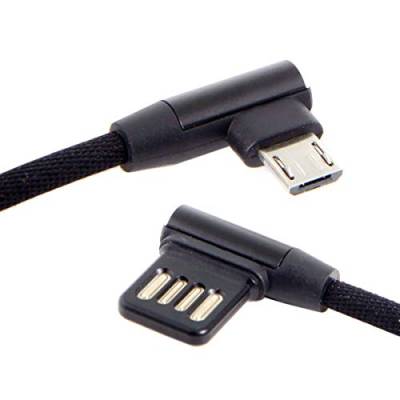 Cablecc Micro-USB 5-polig/USB-C 3.1 Typ-C auf Links rechts abgewinkeltes USB 2.0-Datenkabel mit Hülle für Tablet und Handy, 15 cm (Micro-USB 5-polig) von cablecc