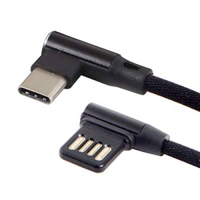 Cablecc Micro-USB 5-polig/USB-C 3.1 Typ-C auf links und rechts abgewinkelt, 90 Grad USB 2.0 Datenkabel mit Hülle für Tablet & Handy 15 cm ... (USB-C 3.1 Typ C) von cablecc