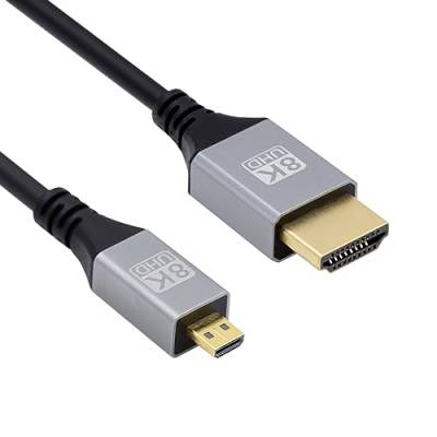 cablecc 8K 4K Micro HDMI 2.1 Ultra Thin HDTV Hyper Super Flexible Slim Cord Typ-A auf Typ-D Kabel für Kamera HDTV 100 cm von cablecc