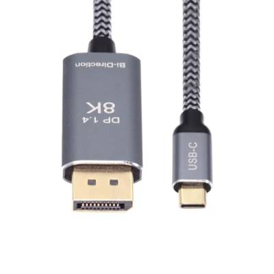 cablecc Reversibles HDTV-Kabel, 8 K bei 60 Hz, DisplayPort-DP-Quelle auf USB 3.1, Typ C, USB-C-Display-Stecker für Laptop-Monitor, 1,8 m von cablecc