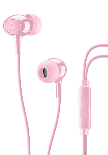 AQL Acoustic | Kabel Kopfhörer | Kabelgebundene Kopfhörer mit Mikrofon und integrierter Antworttaste für Smartphones – Stereo – 3,5-mm-Klinke – Pink von cellularline