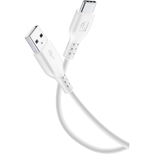 Vivanco 38570 2 m USB auf USB C Stecker männlich weiß – USB-Kabel (2 m, USB A, USB C, 2.0/3.0 (3.1 Gen 1), männlich/männlich, weiß) von cellularline