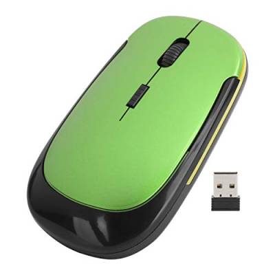 Kabellose Maus für Laptops, 2,4 G, optische tragbare USB-Mini-Maus, 4-Wege-Scrollrad, bewegt sich 1600 dpi, leise Computer-Maus (grün) von ciciglow