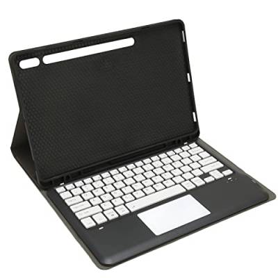ciciglow 12,4-Zoll-Tastaturhülle mit Abnehmbarer Kabelloser Tastatur und 3-Fach Verstellbarem Ständer, Schwarze Tastaturhülle für S8 Plus, S7 FE, S7 Plus (Touchpad) von ciciglow