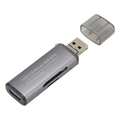 ciciglow SD-Kartenleser, 3-in-1-USB-Typ-A-3.0-Stecker, USB-Typ-A-3.0-Buchse, Micro-USB-Speicherkartenleser mit 5 Gbit/s Übertragungsrate, Tragbarer Speicherkartenleser von ciciglow