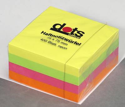 dots Haftnotizen dots Würfel Neon 75x75 1x320Bl farbsortiert von dots