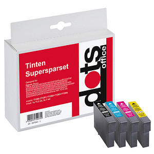 dots  schwarz, cyan, magenta, gelb Druckerpatronen kompatibel zu EPSON T1295, 4er-Set von dots