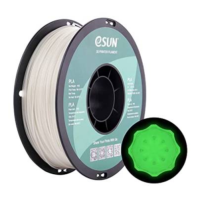 eSUN PLA Leuchtet 3D Drucker Filament, im Dunkeln Leuchtendes Grünes Filament 1.75mm, Maßgenauigkeit +/- 0.05mm, 1kg Spule (2.2 LBS) 3D Druck Filament für 3D Drucker, Leuchtendes Grün von eSUN