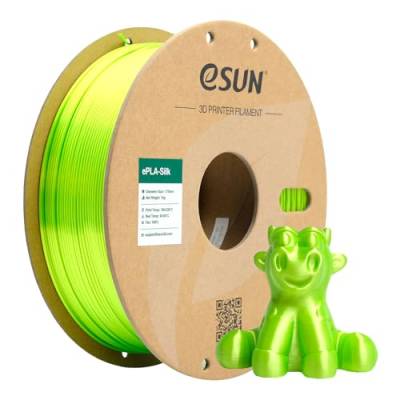 eSUN Seide PLA Filament 1.75mm, Seidig Glänzendes 3D Drucker Filament PLA, Maßgenauigkeit +/- 0.05mm, 1kg Spule (2.2 LBS) 3D Druck Filament für 3D Drucker, Seide Hell grün von eSUN