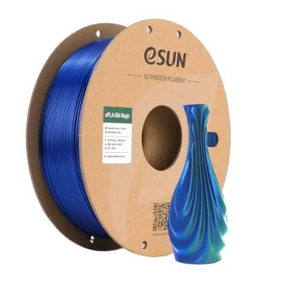 eSUN Seide Zweifarbig PLA Filament 1.75mm, Dichromatic Silk Magic PLA 3D Drucker Filament, 1KG Spule Co-Extrusion 3D Druck Filament für 3D Drucker, Seide Grün und Blau von eSUN