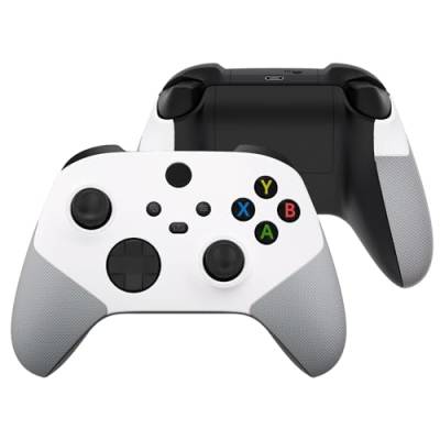 eXtremeRate Case & Griffteil Hülle für Xbox Series X/S, DIY-Ersatz Hülle Case Gehäuse Schale Skin Faceplate Zubehör für Xbox Core Controller(Weiß Grau,ASR Version)-KEIN Controller enthalten von eXtremeRate