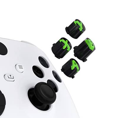 eXtremeRate Ersatz ABXY Knöpfe für Xbox Series X/S Controller, Custom 3-farbig Aktionstasten Klassik Symbol ABXY Tasten für Xbox One S/X, für Xbox Elite V1/V2 Controller-Schwarz&Transparent&Grün von eXtremeRate