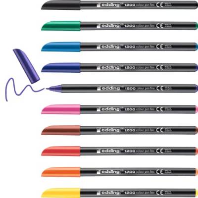 edding 1200 Fasermaler fein - Bibi & Tina® Set mit 10 leuchtenden Farben - Rundfeder 1 mm - Filzstift zum Zeichnen und Schreiben - Pinselstifte zum Zeichnen, Schreiben, Ausmalen, Skizzenstifte von edding