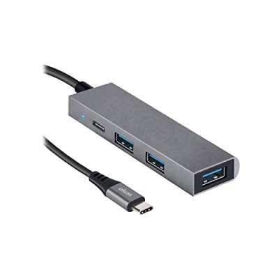 Ekon Multiport HUB, 3 USB-A 3.0 Ports, 1 USB-C 2.0 Port, Metall, USB-C Kabel, für PCs, Laptops, Mäuse, Ladekabel, Tastaturen, USB-Sticks von ekon