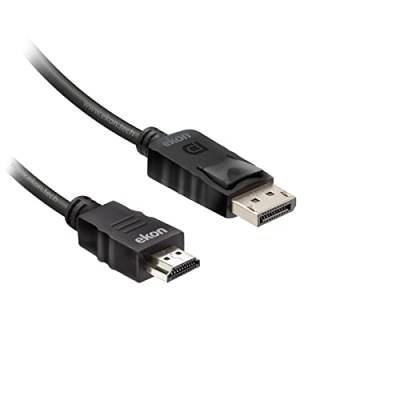 ekon HDMI-Kabel, DisplayPort-Stecker, 1,8 m, 4K Ultra HD, Knickschutz, für TV, Projektoren, Laptop, PC, MacBook, Playstation, Nintendo Switch von ekon