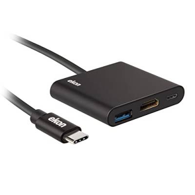 ekon HUB-Adapter, HDMI, USB-A, USB-C, USB-C-Kabel, Knickschutz, für PC, Laptop, TV, Smart TV, MacBook, Monitor, Projektor, Playstation von ekon