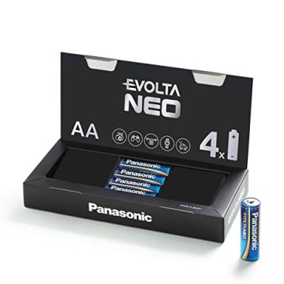 Panasonic AA Batterien EVOLTA NEO, 4er Pack, High Premium Alkaline Batterie, Geschenkverpackung von eneloop