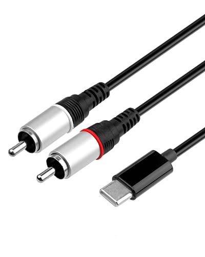 euroharry 1m USB Typ C auf Dual RCA Cinch Stecker Audio Stereo Y Splitter Adapterkabel Kompatibles Handtelefon von euroharry