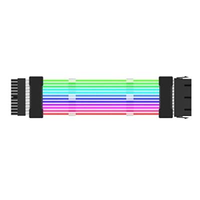 RGB-Stromversorgungskabel, 24P ATX-Verlängerungskabel, Motherboard-Stromversorgungskabel, 3 8-poliger ATX-Lichtdraht mit Mehreren Farbmodi, adressierbares RGB-Kabel für hohe Stromversorgung von fanelod