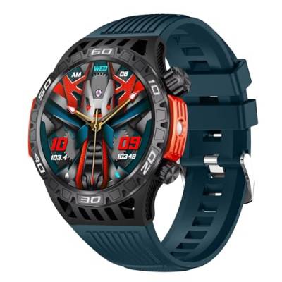 Smartwatch Herren Militär Uhr mit Kompass Sportuhr Laufuhr Outdoor Tactical Watch Military Fitnessuhr mit Telefonfunktion Gesundheitsuhr Blutdruckmessung Schrittzähler Uhr Pulsuhr Smart Watch von findtime