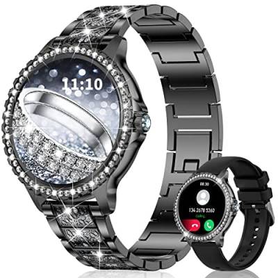 Smartwatch mit Telefonfunktion Diamond, 1.32"Smart Watch Damenuhr mit Anruffunktion ,Menstruationszyklus SpO2 Pulsmesser Schlafmonitor Musiksteuerung,19 Sportmodi Uhr für Damen für Android iOS von fitonyo