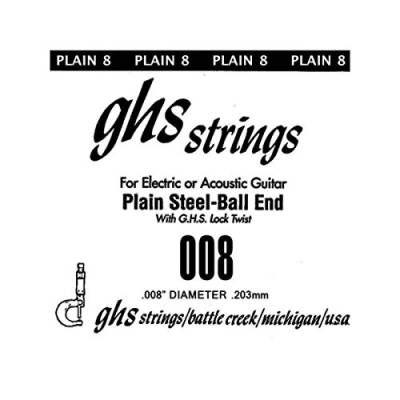 GHS Guitar Boomers, Guitar Single String, .008, plain von ghs