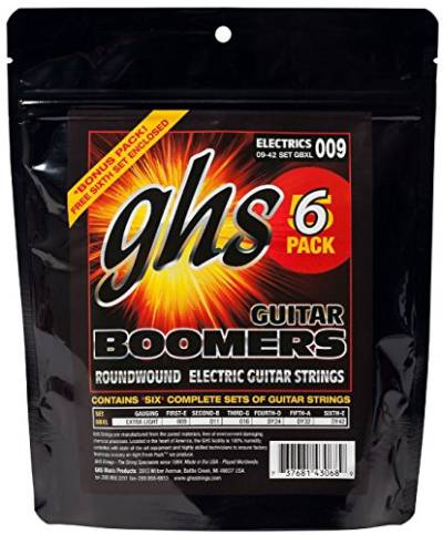 GHS Guitar Boomers - GBXL - Electric Guitar String Set, Extra Light, .009-.042, 6-Pack von ghs
