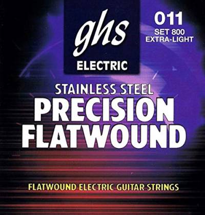 GHS PRECISION FLATS Saitensatz für E-Gitarre Flatwound - 800 - Extra leicht - 011/046 von ghs