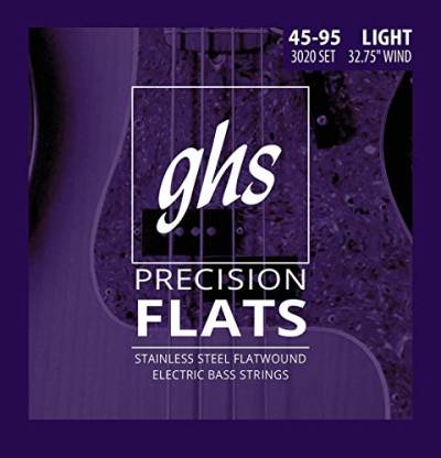 GHS Precision Flatwound - 3020 - Bass String Set, 4-String, Light, .045-.095, Short Scale von ghs