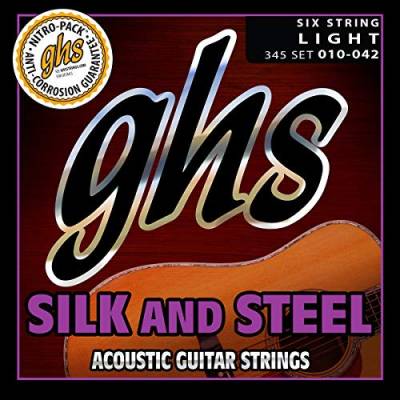 GHS Silk and Steel - 345 - Acoustic Guitar String Set, Silver-plated Copper, Light, .010-.042 von ghs