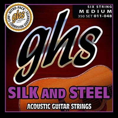 GHS Silk and Steel - 350 - Acoustic Guitar String Set, Silver-plated Copper, Medium, .011-.048 von ghs