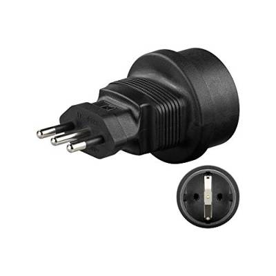 Goobay 95305 Schutzkontakt Buchse auf Italien Stecker Netzadapter Reiseadapter, 1 Stück,Schwarz von goobay