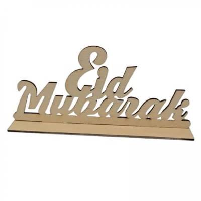 harayaa 5x Eid Mubarak Dekorationen, Islamische Muslimische Ramadan Verzierung, Holzscheibe, Freistehendes Kunsthandwerk für Festival Dekoration, Partyzubehör von harayaa