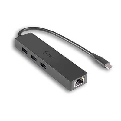 i-tec USB C Slim HUB 3-Port mit Gigabit Ethernet Adapter, USB 3.0 auf RJ-45, 10/100/1000 Mbps, 3x USB 3.0 Port, für Notebook Tablet Smartphone PC mit USB-C Konnektor von i-tec