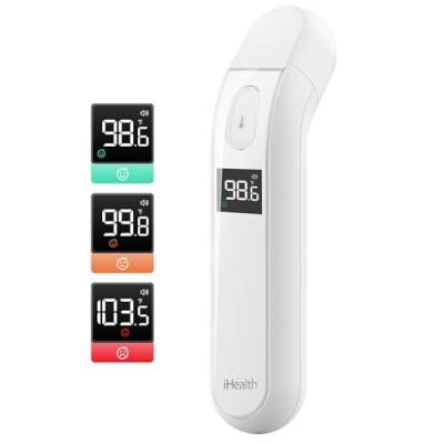 iHealth thermometer für erwachsene von ihealth, infrarot-stirn-thermometer für erwachsene und kinder, touchless digital baby thermometer mit fieber-indikatoren, nichtkontaktthermometer (pt2l) von iHealth