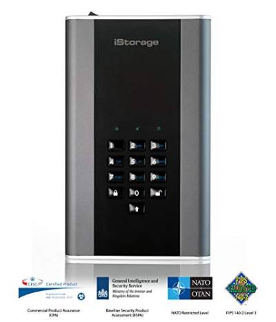 iStorage diskAshur DT2 3 TB - Sichere, verschlüsselte Desktop-Festplatte - FIPS Level-2 - Passwortgeschützt - Staub-/wasserbeständig von iStorage