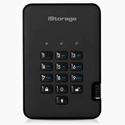 iStorage diskAshur2 HDD 1TB Schwarz - Sichere tragbare Festplatte - Passwortgeschützt - Staub- und wasserdicht - Hardware-Verschlüsselung von iStorage