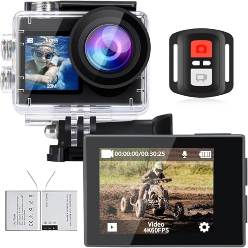 icefox Action Cam 4K Unterwasserkamera Wasserdicht 40M Ultra HD 20MP Kamera 170 Degree Ultra-Weitwinkel WiFi Camcorder EIS Stabilisierung mit Dual 1350 mAh Akku von icefox