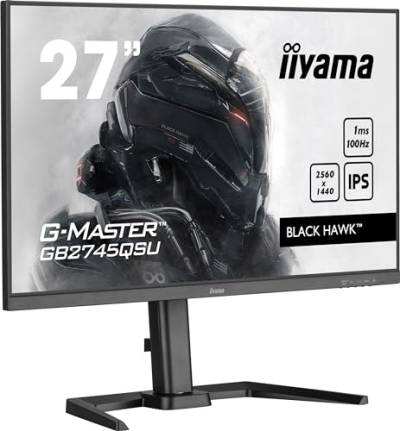 iiyama G-MASTER Black Hawk GB2745QSU-B1 68,5cm 27" IPS LED Gaming Monitor WQHD 100 Hz HDMI DP USB3.2 1ms FreeSync Höhenverstellung Pivot schwarz von iiyama