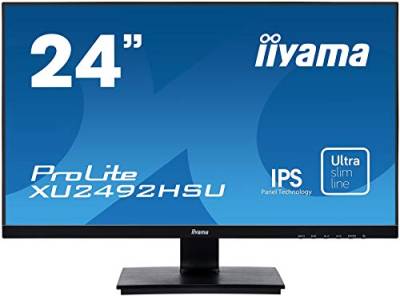 iiyama ProLite XU2492HSU-B1 60,5cm (23,8") IPS LED-Monitor Full-HD (VGA, HDMI, DisplayPort, USB2.0) Ultra Slim Line, schwarz von iiyama