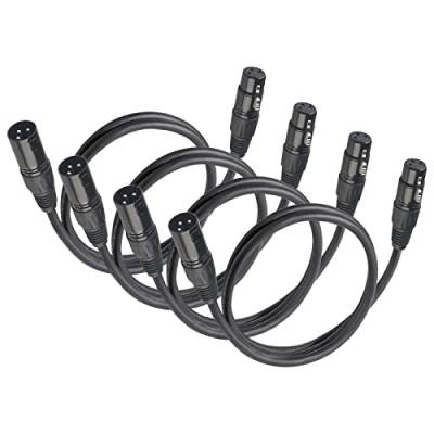 DMX Kabel 1.2m, 3.94ft XLR Kabel for Stage Light or Microphone, DMX Kabel 3 Polig With Male to Female Connector.(4 Stück) von jindaaudio