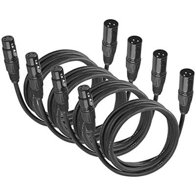 DMX Kabel 3m, 10ft XLR Kabel for Stage Light or Microphone, DMX Kabel 3 Polig With Male to Female Connector.(4er-Pack) von jindaaudio