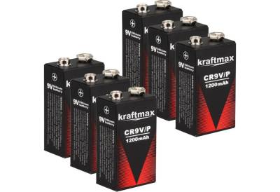 kraftmax 6X 9V Block Lithium Batterien für Rauchmelder/Feuermelder Batterie, (1 St) von kraftmax